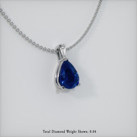 0.75 Ct. Blue Sapphire Pendant, 14K White Gold 2