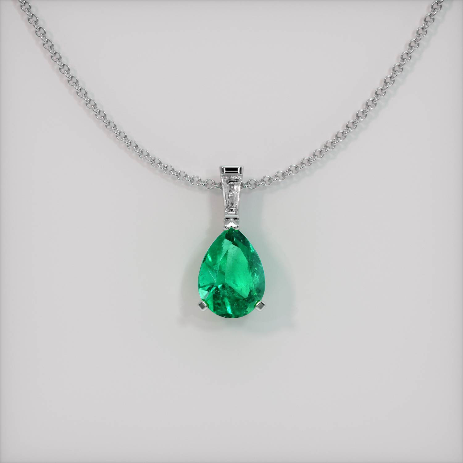 3.07CT Emerald Heart Shape Gemstone Charm Pendant & Necklace 14K White Gold 
