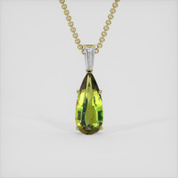 3.87 Ct. Yellowish Green Sapphire Pendant, 14K Yellow Gold 1