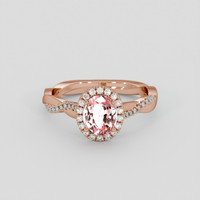 1.20 Ct. Peach Sapphire Ring, 14K Rose Gold 1