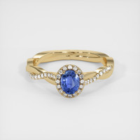 0.40 Ct. Blue Sapphire Ring, 18K Yellow Gold 1