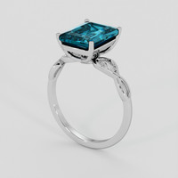 3.50 Ct. Greenish Blue Topaz Ring, Platinum 950 2