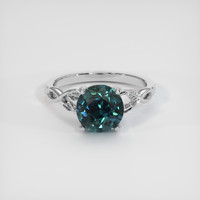 3.02 Ct. Greenish Blue Sapphire Ring, Platinum 950 1
