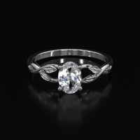 0.92 Ct. White Sapphire Ring, Platinum 950 1