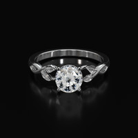 1.55 Ct. White Sapphire Ring, Platinum 950 1