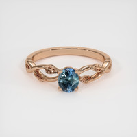 0.70 Ct. Greenish Blue Sapphire Ring, 14K Rose Gold 1