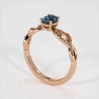 0.70 Ct. Greenish Blue Sapphire Ring, 14K Rose Gold 2