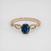 0.84 Ct. Greenish Blue Sapphire Ring, 14K Rose Gold 1
