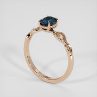 0.84 Ct. Greenish Blue Sapphire Ring, 14K Rose Gold 2