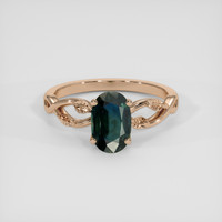2.08 Ct. Bluish Green Sapphire Ring, 14K Rose Gold 1