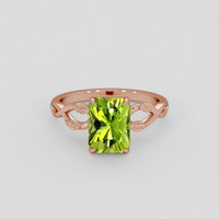 2.22 Ct. Yellowish Green Peridot Ring, 18K Rose Gold 1
