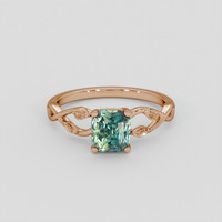 1.17 Ct. Greenish Blue Sapphire Ring, 18K Rose Gold 1