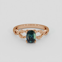 0.90 Ct. Bluish Green Sapphire Ring, 18K Rose Gold 1
