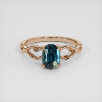 1.57 Ct. Greenish Blue Sapphire Ring, 18K Rose Gold 1