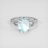 2.32 Ct. Blue Aquamarine Ring, Silver 1