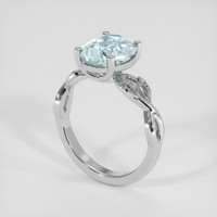 2.32 Ct. Blue Aquamarine Ring, Silver 2