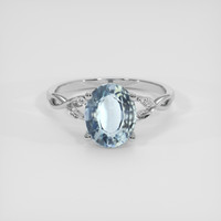 1.85 Ct. Blue Aquamarine Ring, Silver 1