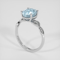 1.85 Ct. Blue Aquamarine Ring, Silver 2
