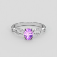 0.85 Ct. Pinkish Purple Sapphire Ring, 10K White Gold 1