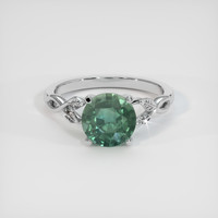 2.35 Ct. Bluish Green Sapphire Ring, 10K White Gold 1