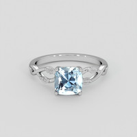 1.44 Ct. Blue Aquamarine Ring, 14K White Gold 1