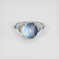 3.48 Ct. Blue Flash Moonstone Ring, 14K White Gold 1