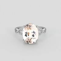 4.01 Ct. Peach Morganite Ring, 14K White Gold 1