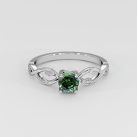 0.63 Ct. Green Sapphire Ring, 14K White Gold 1