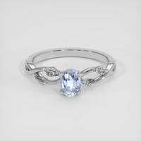 0.57 Ct. Blue Sapphire Ring, 14K White Gold 1