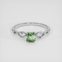 0.85 Ct. Green Sapphire Ring, 14K White Gold 1