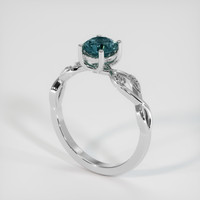0.89 Ct. Bluish Green Sapphire Ring, 14K White Gold 2