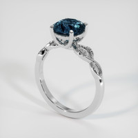 2.41 Ct. Greenish Blue Sapphire Ring, 14K White Gold 2