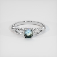 0.69 Ct. Greenish Blue Sapphire Ring, 14K White Gold 1
