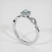 0.69 Ct. Greenish Blue Sapphire Ring, 14K White Gold 2