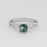 0.95 Ct. Green Sapphire Ring, 14K White Gold 1