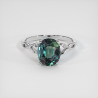 3.01 Ct. Greenish Blue Sapphire Ring, 14K White Gold 1