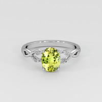 1.58 Ct. Yellowish Green Sapphire Ring, 14K White Gold 1