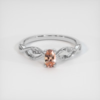 0.59 Ct. Padparadscha Sapphire Ring, 14K White Gold 1