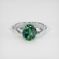 2.58 Ct. Bluish Green Sapphire Ring, 14K White Gold 1