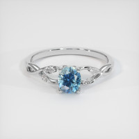 0.78 Ct. Greenish Blue Sapphire Ring, 14K White Gold 1