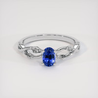 0.70 Ct. Blue Sapphire Ring, 14K White Gold 1