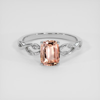 2.17 Ct. Peach Sapphire Ring, 14K White Gold 1