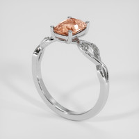 2.17 Ct. Peach Sapphire Ring, 14K White Gold 2