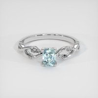 0.68 Ct. Bluish Green Sapphire Ring, 14K White Gold 1