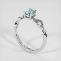 0.68 Ct. Bluish Green Sapphire Ring, 14K White Gold 2