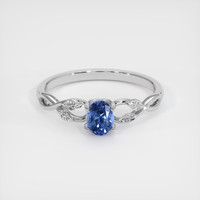 0.42 Ct. Blue Sapphire Ring, 18K White Gold 1