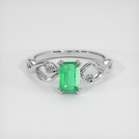 0.71 Ct. Emerald Ring, 18K White Gold 1