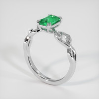 0.71 Ct. Emerald Ring, 18K White Gold 2