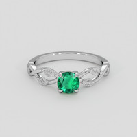 0.53 Ct. Emerald Ring, 18K White Gold 1