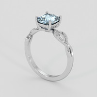 1.44 Ct. Blue Aquamarine Ring, 18K White Gold 2